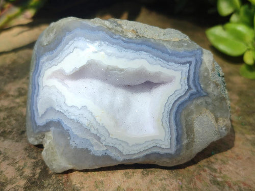 Polished One Side Blue Lace Agate Geodes x 12 From Nsanje, Malawi