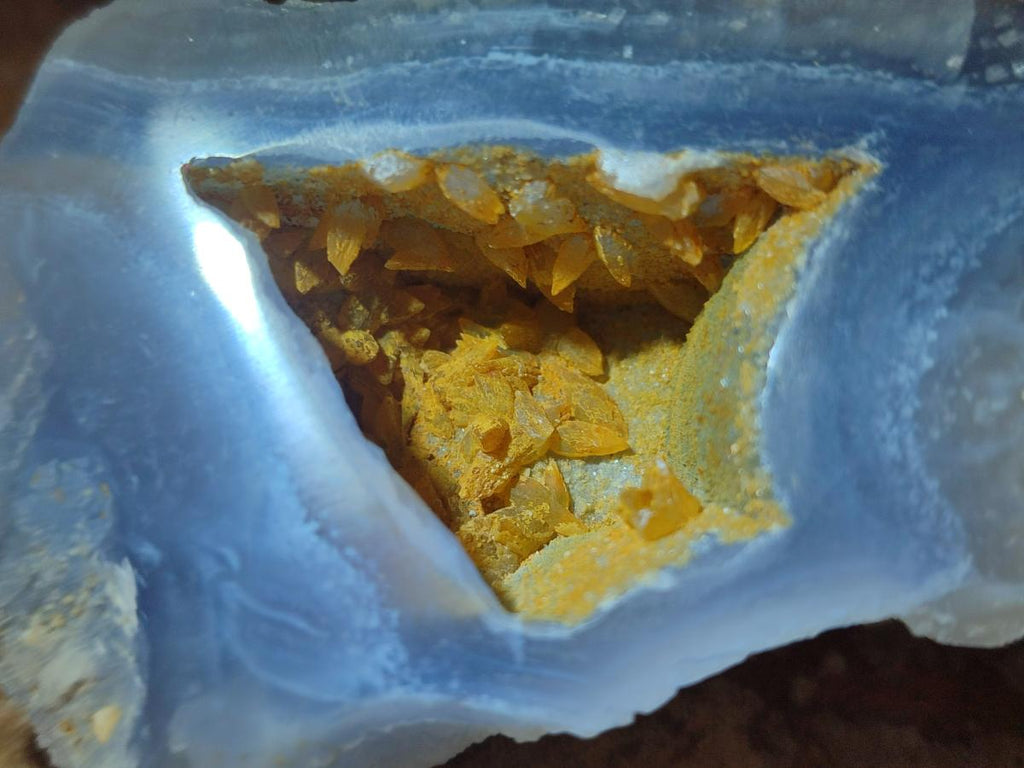 Polished One Side Blue Lace Agate Geodes x 12 From Nsanje, Malawi