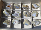 Polished One Side Blue Lace Agate Geodes x 12 From Nsanje, Malawi
