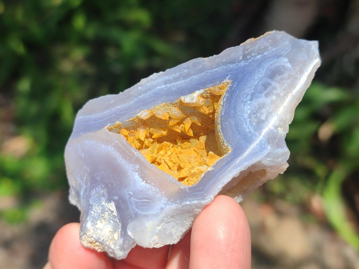 Polished One Side Blue Lace Agate Geodes x 12 From Nsanje, Malawi