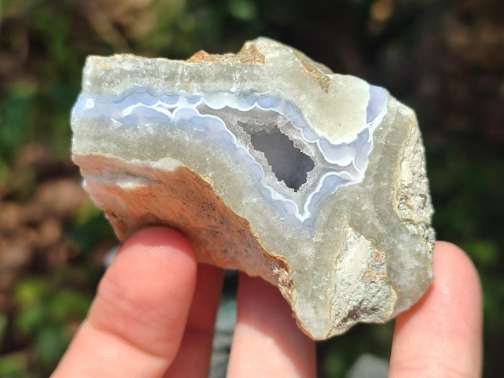 Polished One Side Blue Lace Agate Geodes x 12 From Nsanje, Malawi