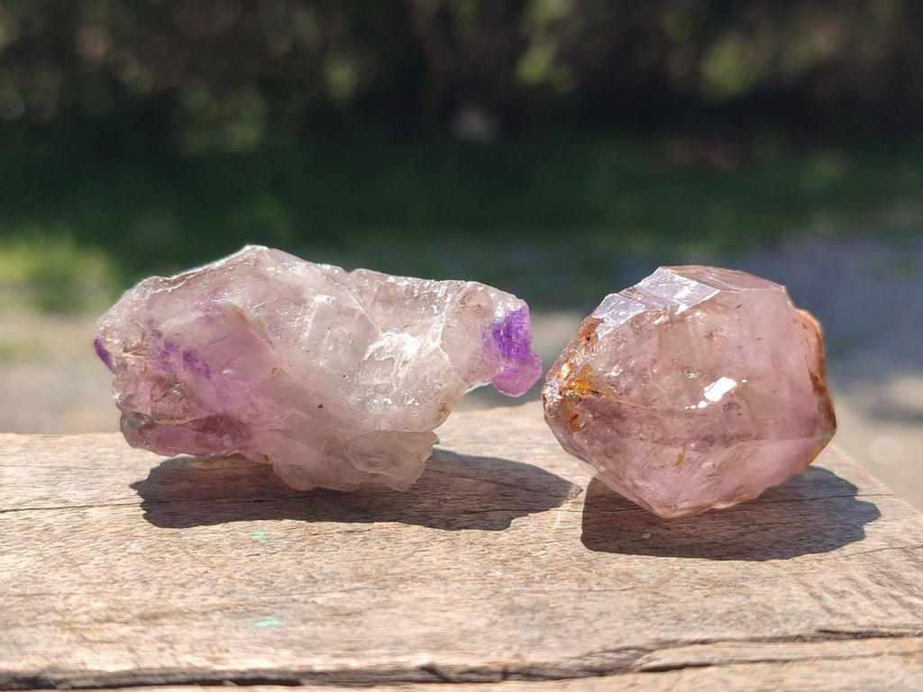 Natural Smokey Window Amethyst Crystals x 24 From Chiredzi, Zimbabwe