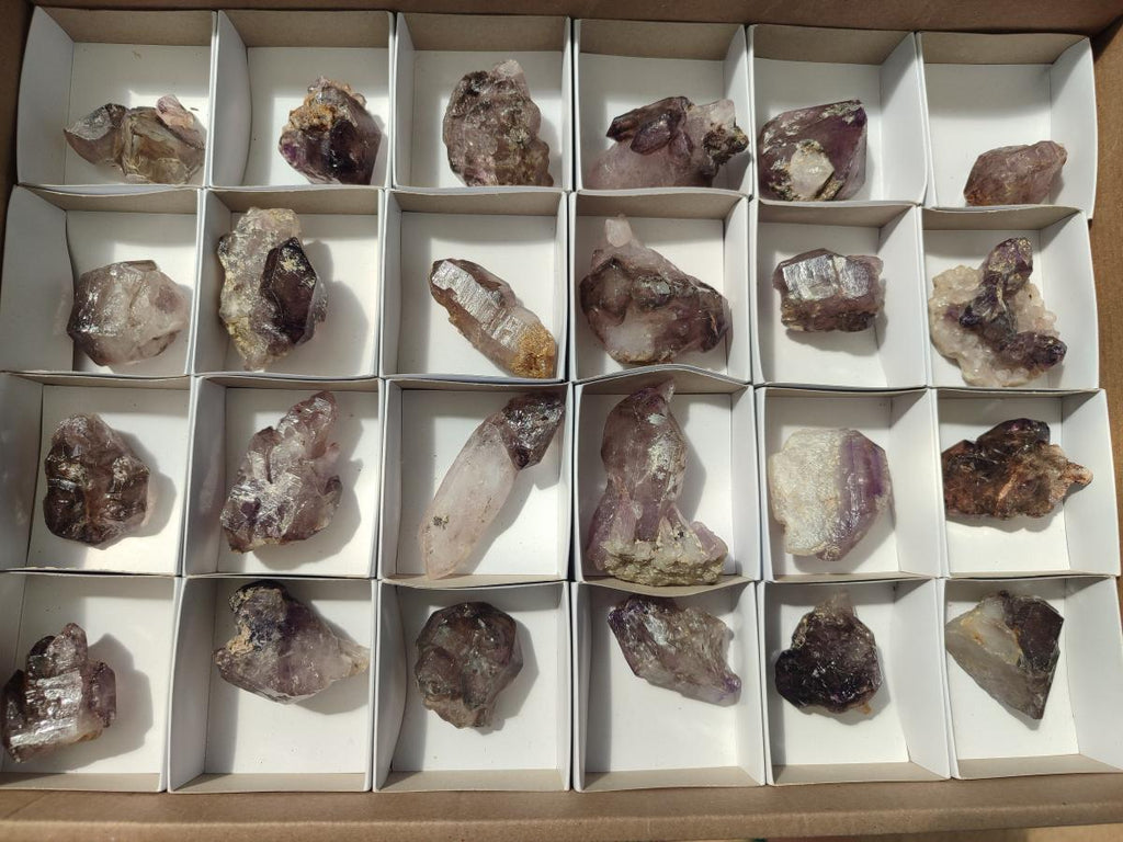 Natural Smokey Window Amethyst Crystals x 24 From Chiredzi, Zimbabwe