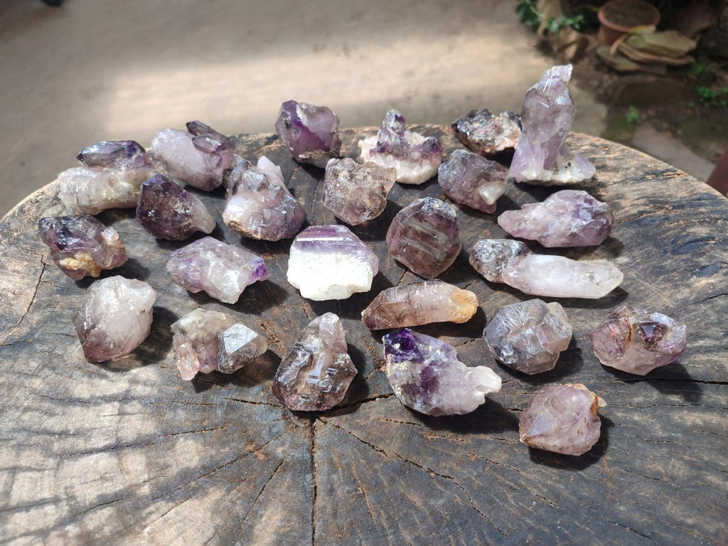 Natural Smokey Window Amethyst Crystals x 24 From Chiredzi, Zimbabwe