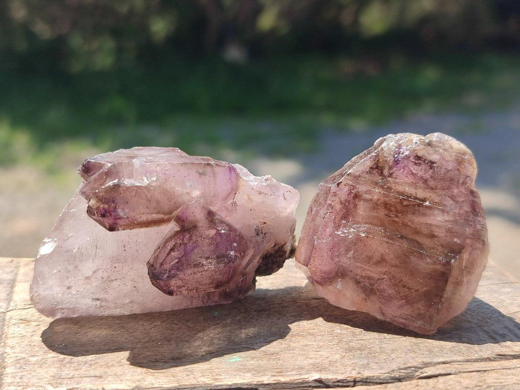 Natural Smokey Window Amethyst Crystals x 24 From Chiredzi, Zimbabwe