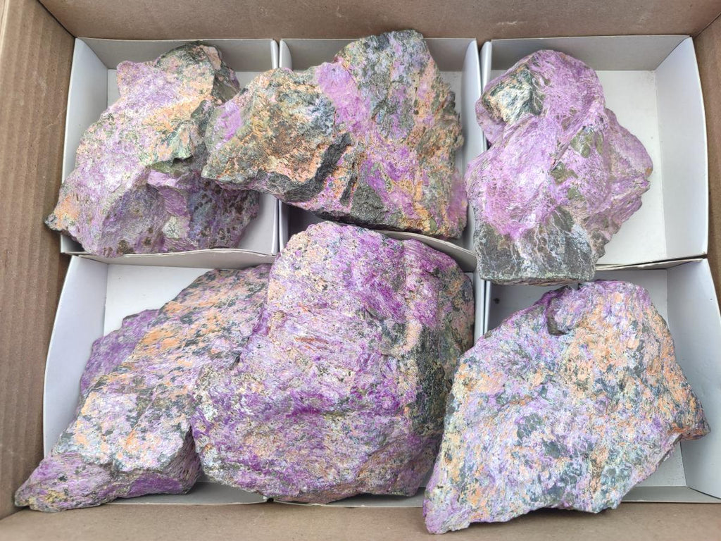 Natural Cobbed Stichtite Specimens x 6 From Barberton, South Africa