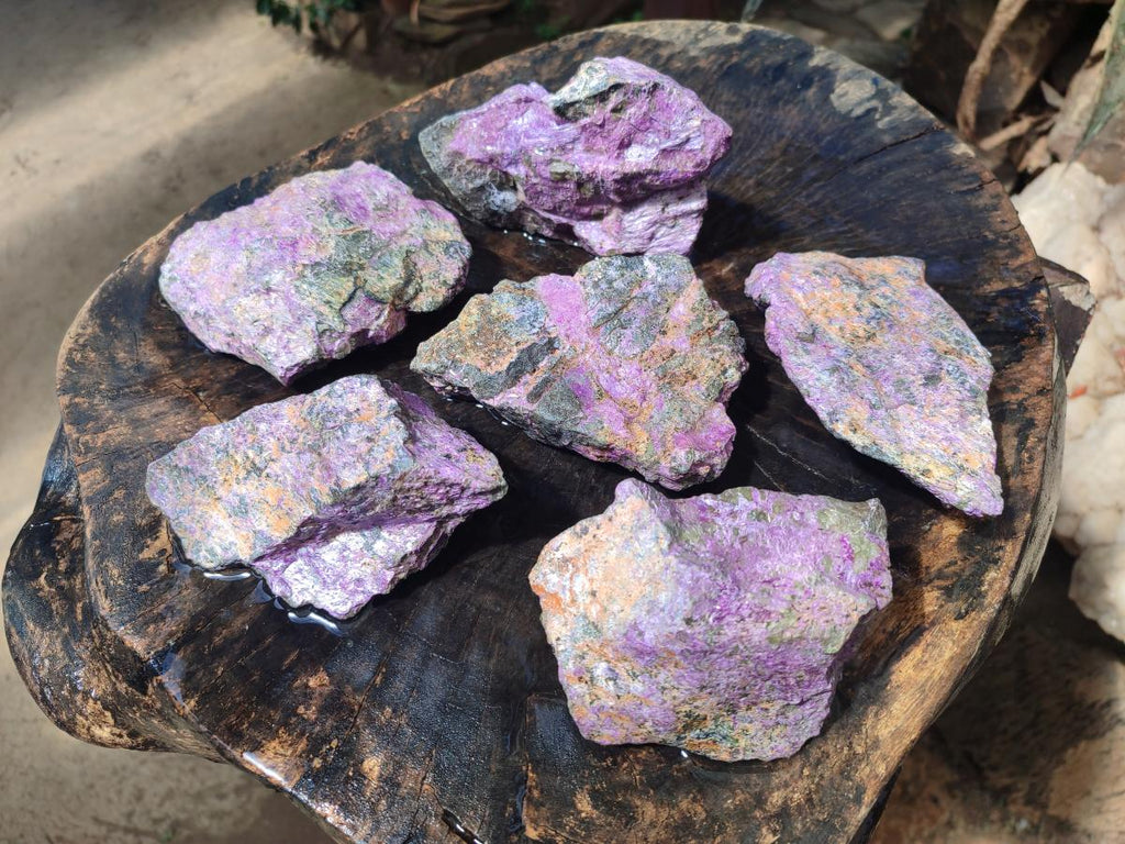 Natural Cobbed Stichtite Specimens x 6 From Barberton, South Africa
