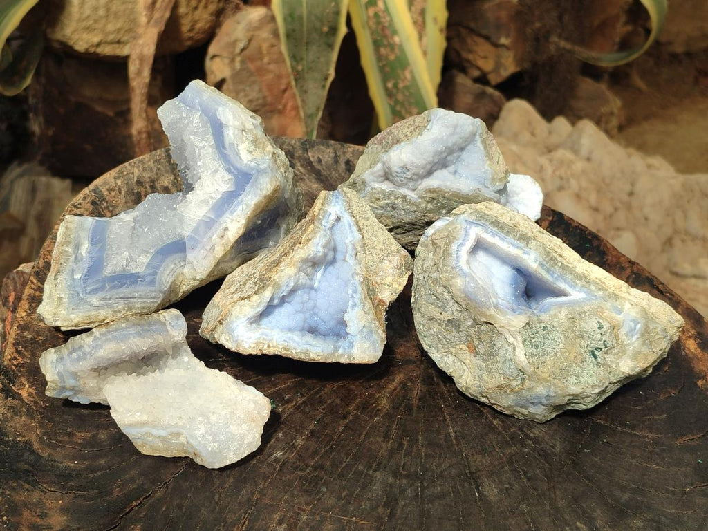 Natural Blue Lace Agate Specimens x 5 From Nsanje, Malawi