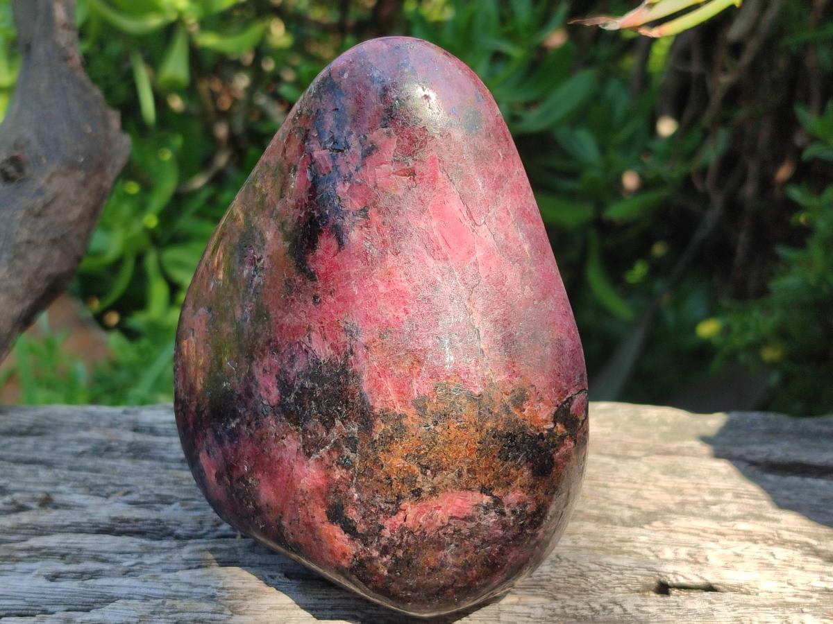 Polished Rhodonite Standing Display Pieces x 2 From Rhusinga, Zimbabwe