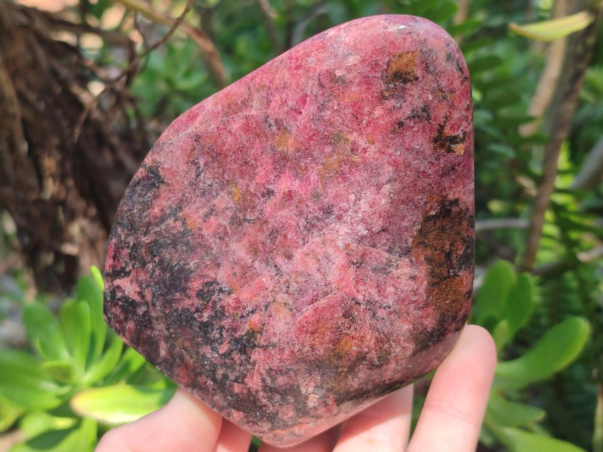 Polished Rhodonite Standing Display Pieces x 2 From Rhusinga, Zimbabwe