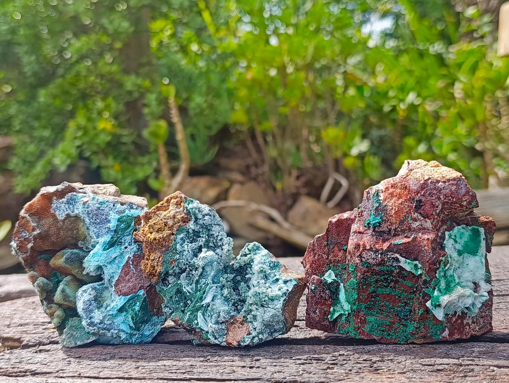 Natural Drusy Coated Chrysocolla Specimens with Malachite Specimen x 12 From Lupoto Mine, Congo