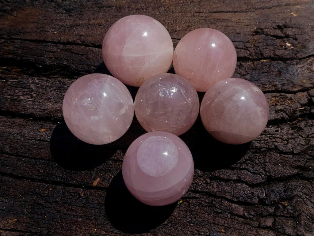 Polished Gemmy Rose Quartz Spheres x 6 From Madagascar