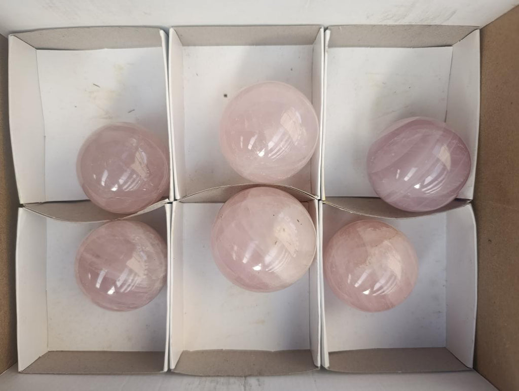 Polished Gemmy Rose Quartz Spheres x 6 From Madagascar