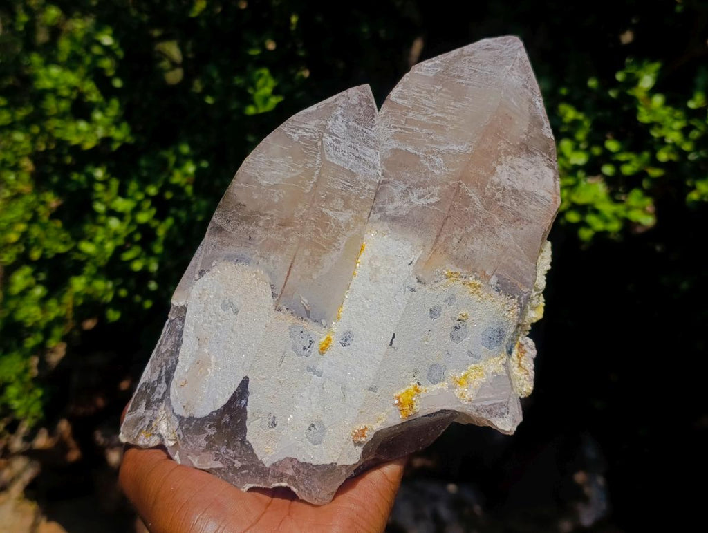 Natural Large Smokey Quartz Crystals with Schorl Black Tourmaline and Hyalite Opal x 2 From Erongo, Namibia