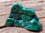 Polished and Natural Flower Banded Malachite Free Forms x 3 From Congo
