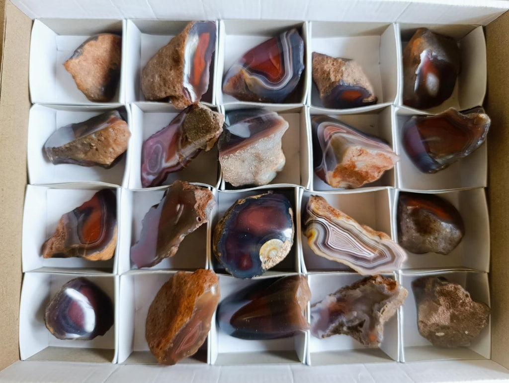 Polished One Side Red Shashe River Agate Nodules x 20 From Shashe River, Zimbabwe