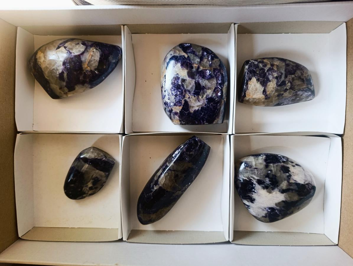 Polished Lepidolite Standing Display Pieces x 6 From Zimbabwe