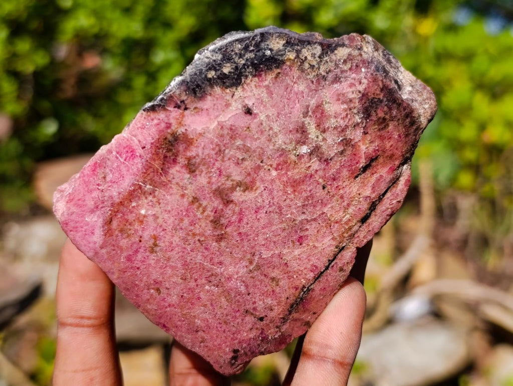 Polished One Side Rhodonite Nodules x 5 From Ambindavato, Madagascar