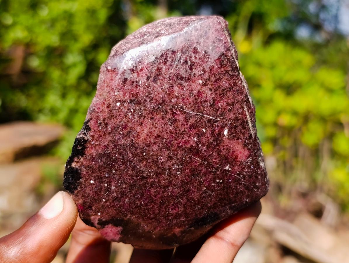 Polished One Side Rhodonite Nodules x 5 From Ambindavato, Madagascar