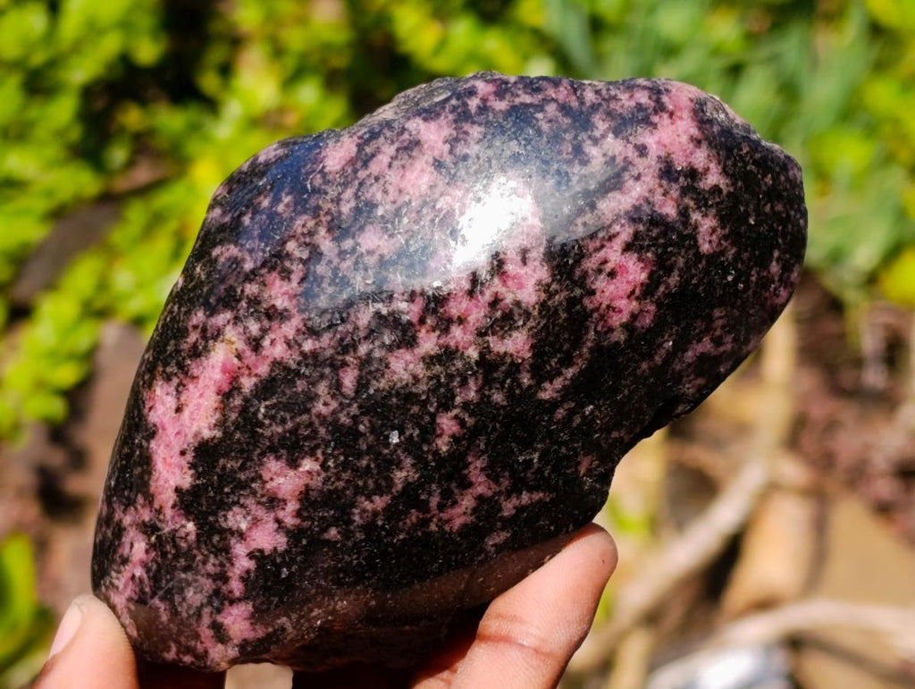 Polished One Side Rhodonite Nodules x 5 From Ambindavato, Madagascar