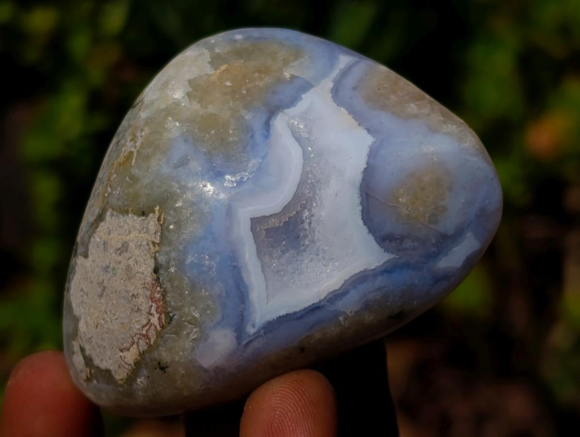 Polished and Natural Blue Lace Agate Free Forms x 12 From Nsanje, Malawi