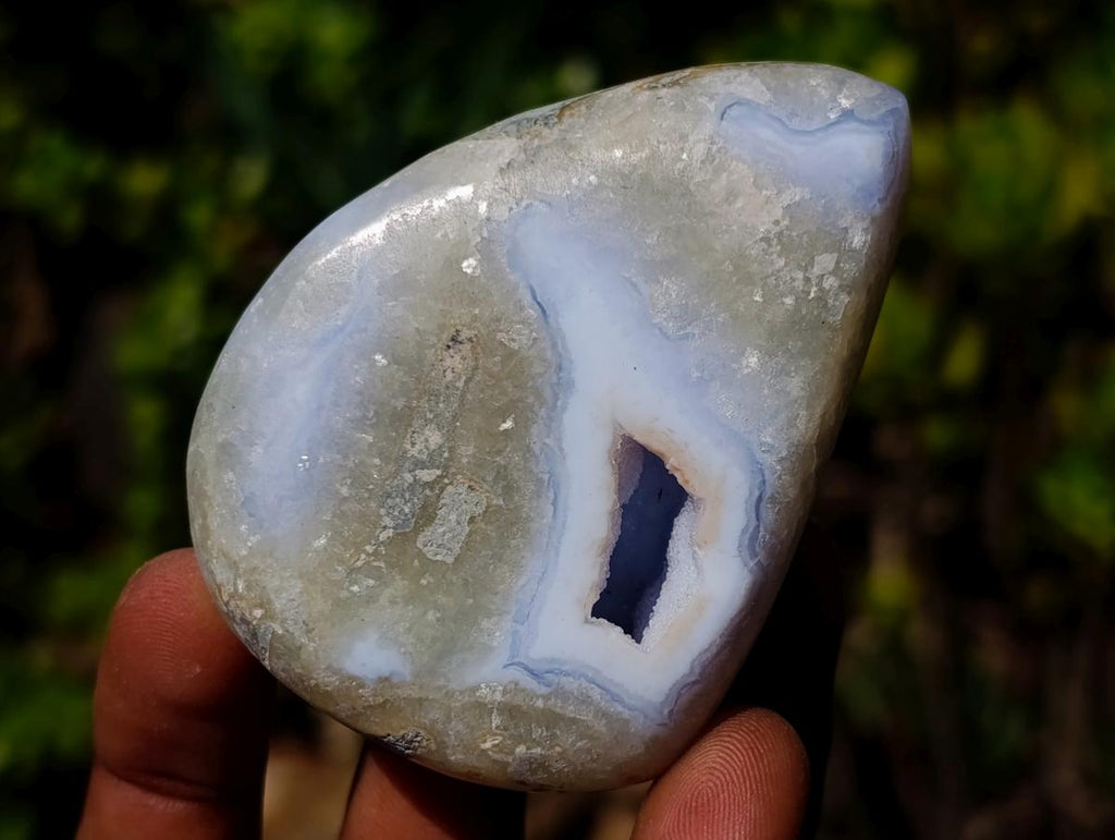 Polished and Natural Blue Lace Agate Free Forms x 12 From Nsanje, Malawi