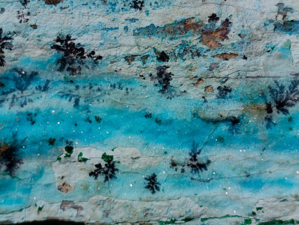 Natural Large Drusy Coated Chrysocolla Specimens with Malachite and Heterogenite x 1 From Lupoto Mine, Congo