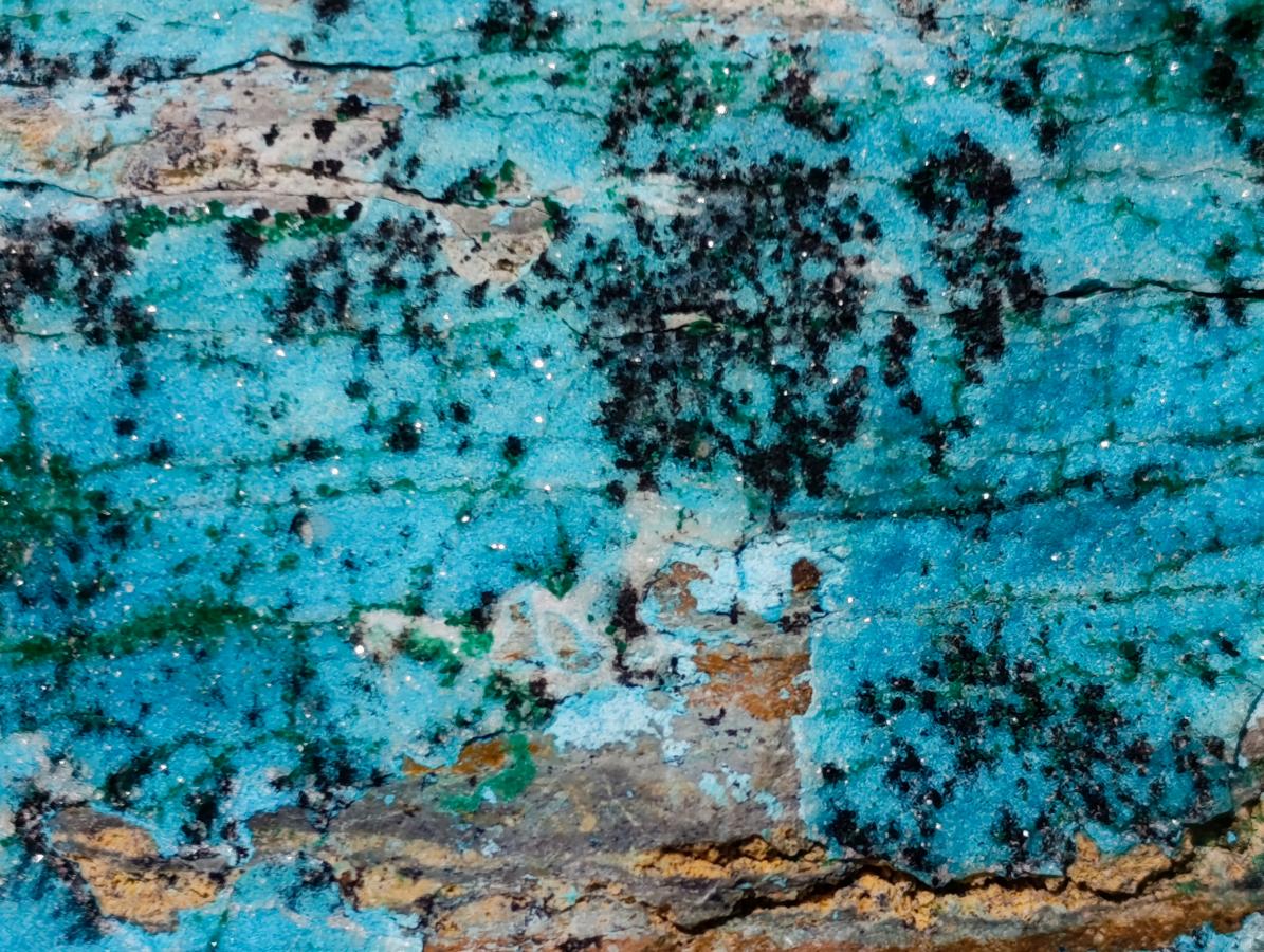 Natural Large Drusy Coated Chrysocolla Specimens with Malachite and Heterogenite x 1 From Lupoto Mine, Congo