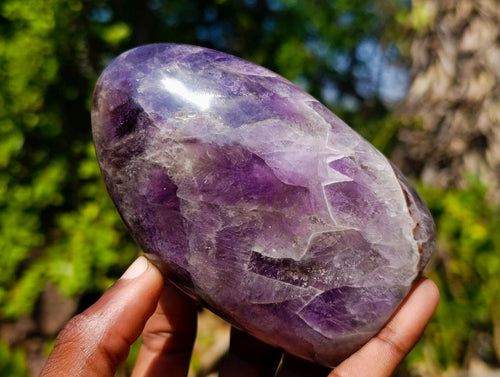 Polished Purple Chevron Amethyst Standing Display Pieces x 4 From Madagascar