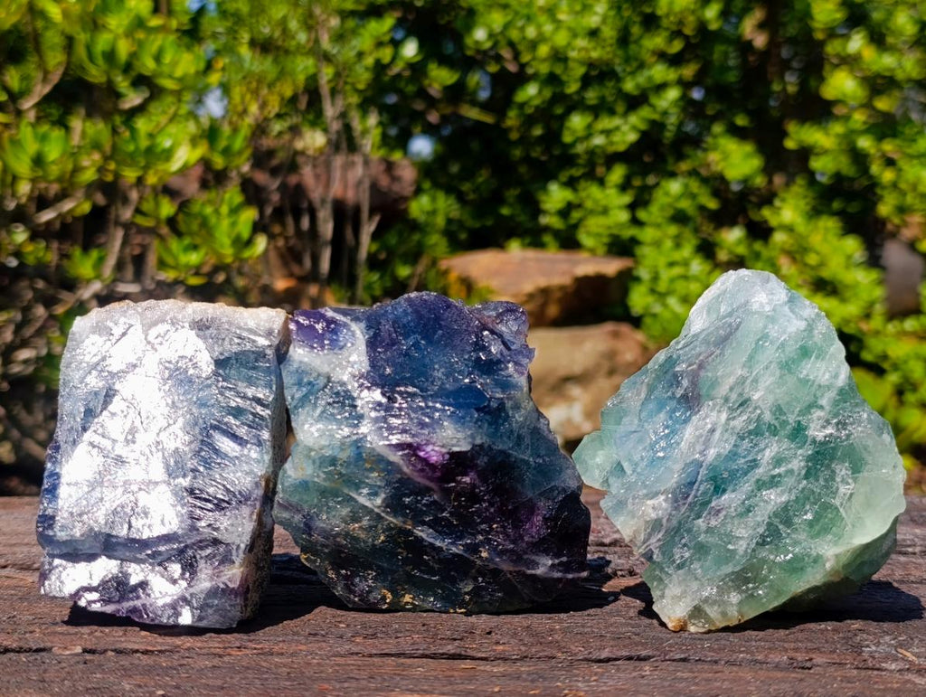 Natural Watermelon Fluorite Cobbed Specimens x 6 From Uis, Namibia