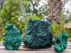 Natural Silky Malachite Specimens x 3 From Kasompe, Congo