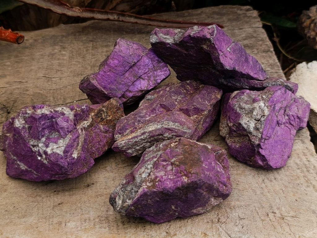 Natural Metallic Cobbed Purpurite Specimens x 6 From Erongo, Namibia