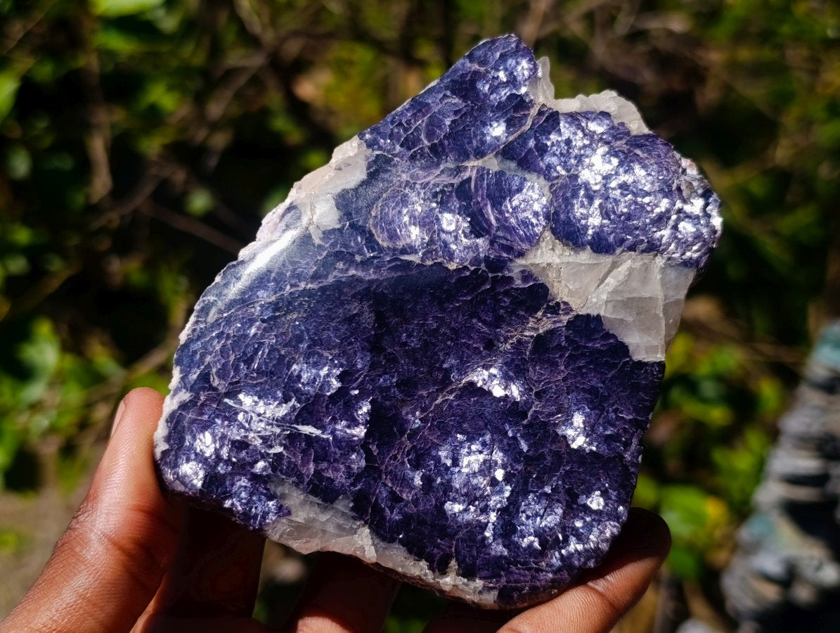 Polished One Side Lithium Silver Leaf Lepidolite Slices x 6 From Zimbabwe