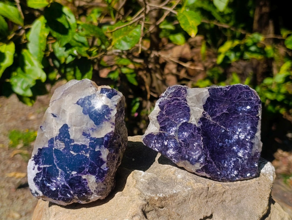 Polished One Side Lithium Silver Leaf Lepidolite Slices x 6 From Zimbabwe