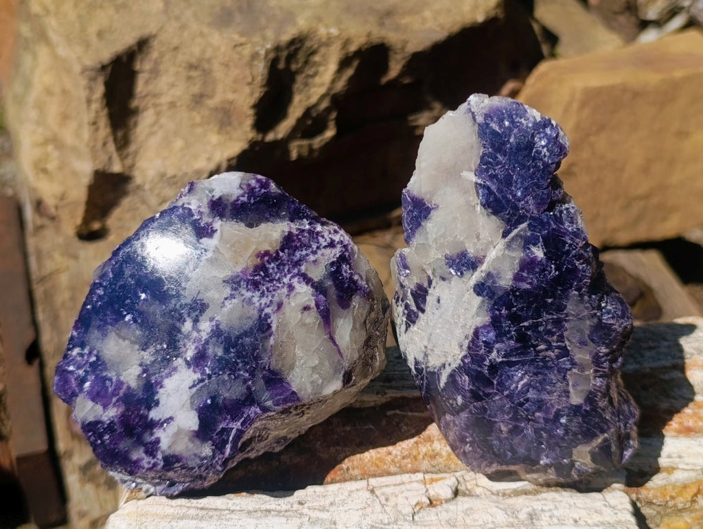Polished One Side Lithium Silver Leaf Lepidolite Slices x 6 From Zimbabwe