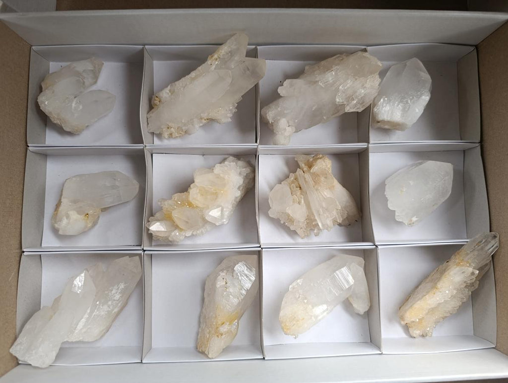 Natural Malagasy Quartz Clusters x 12 From Madagascar