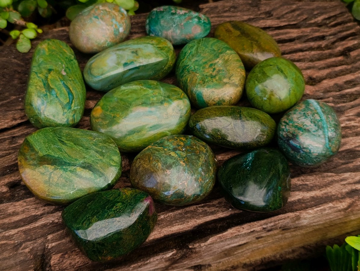 Polished Chrome Verdite Gemstone Free Forms x 14 From Zimbabwe