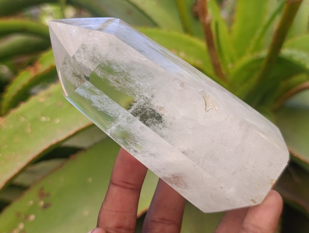 Polished Clear Quartz Standing Display Crystals x 3 From Madagascar
