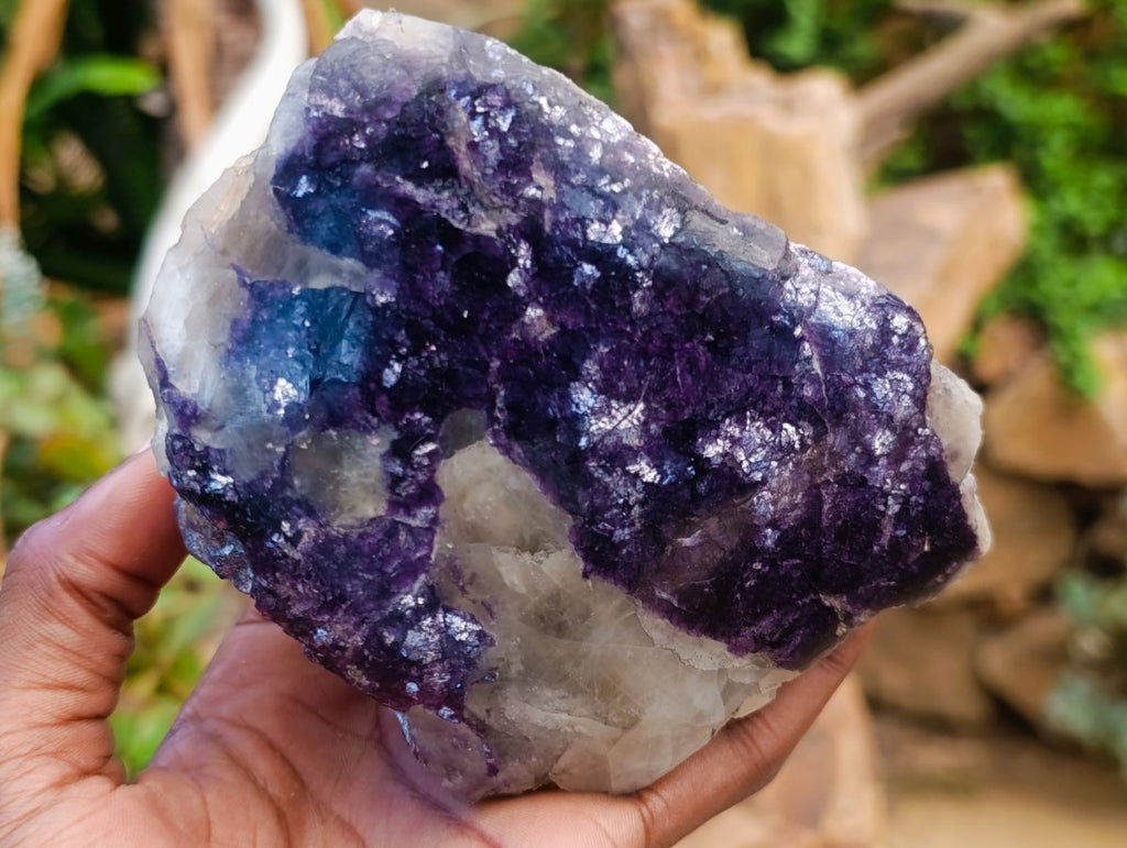 Polished One Side Lithium Silver Leaf Lepidolite Slices x 4 From Zimbabwe