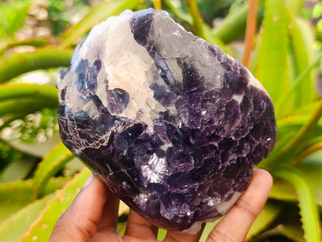 Polished One Side Lithium Silver Leaf Lepidolite Slices x 4 From Zimbabwe