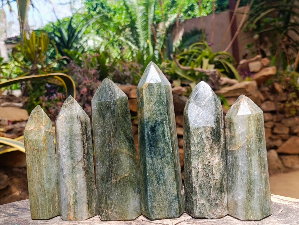 Polished Fuchsite Quartz Display Crystals x 6 From Andakatany, Madagascar