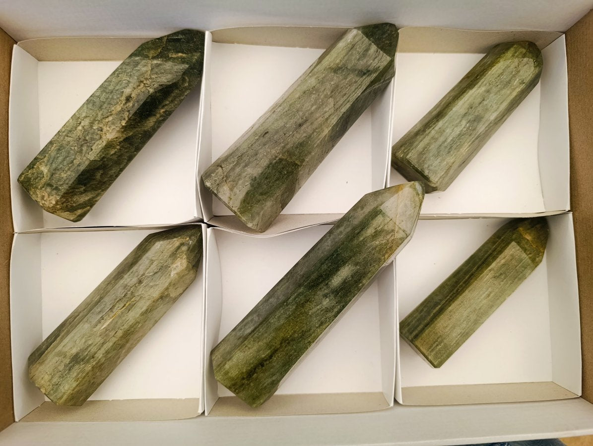 Polished Fuchsite Quartz Display Crystals x 6 From Andakatany, Madagascar
