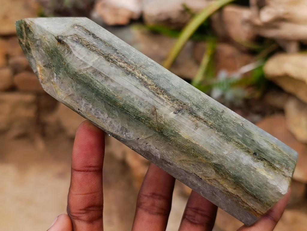 Polished Fuchsite Quartz Display Crystals x 6 From Andakatany, Madagascar