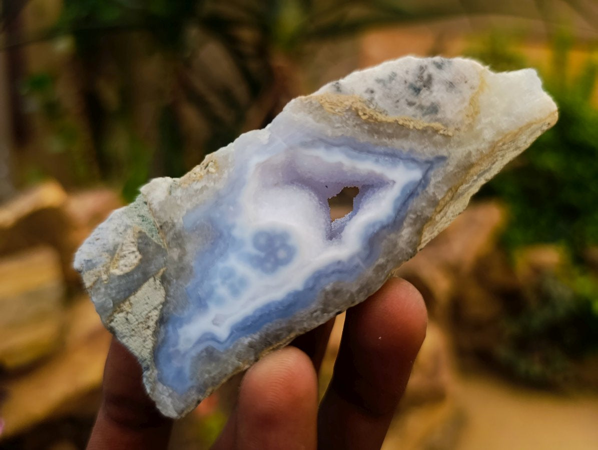 Polished One Side Blue Lace Agate Geodes x 12 From Nsanje, Malawi