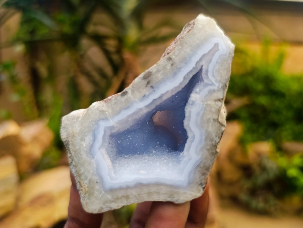 Polished One Side Blue Lace Agate Geodes x 12 From Nsanje, Malawi