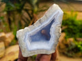 Polished One Side Blue Lace Agate Geodes x 12 From Nsanje, Malawi