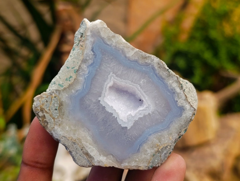 Polished One Side Blue Lace Agate Geodes x 12 From Nsanje, Malawi
