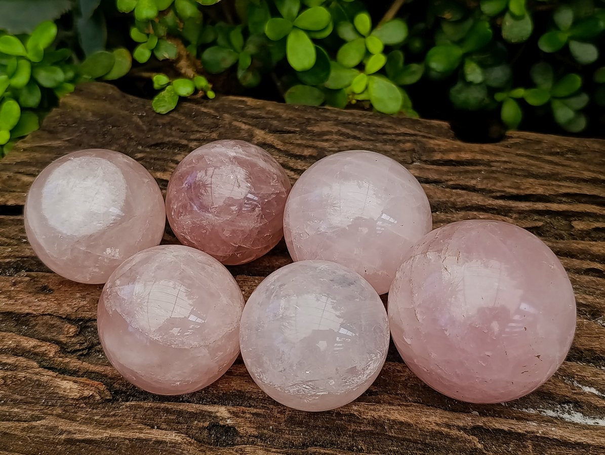 Polished Gemmy Rose Quartz Spheres x 6 From Madagascar
