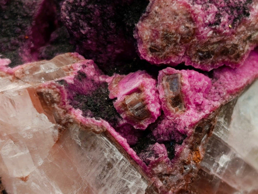 Natural Salrose Cobaltoan Dolomite Specimens with Heterogenite x 4 From Kakanda, Congo