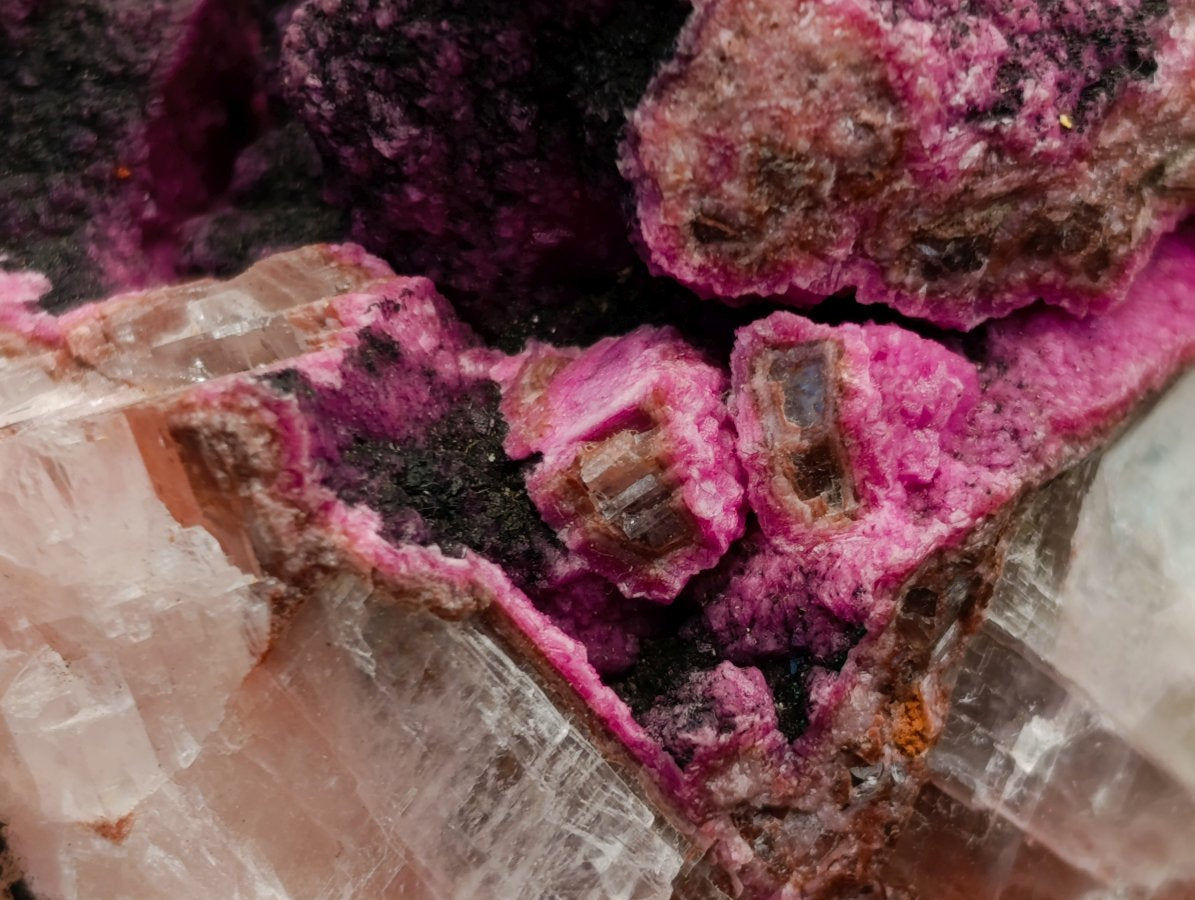 Natural Salrose Cobaltoan Dolomite Specimens with Heterogenite x 4 From Kakanda, Congo